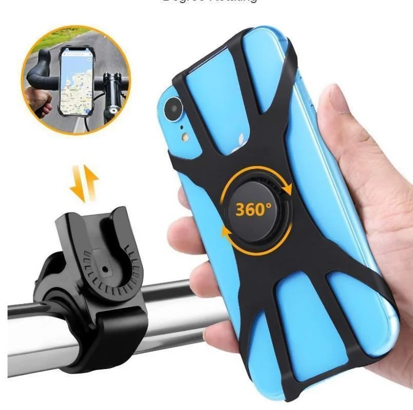 360 ° Soporte extraíble para teléfono de bicicleta, soporte Universal negro para teléfono móvil de motocicleta, soportes para manillar de bicicleta