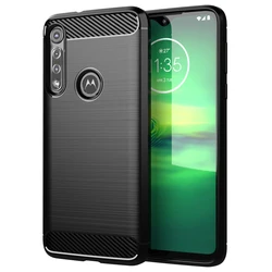 Luxury Shockproof Silicone Phone Case - Full Protective Carbon Fiber Design for Moto One Macro (Black)
