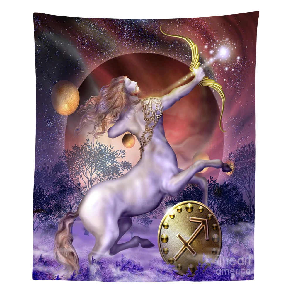 

Великолепный тату Лео Стрелец искусство Астрология Знаки зодиака галактика Звездный гобелен от Ho Me Lili для гостиной настенный Декор