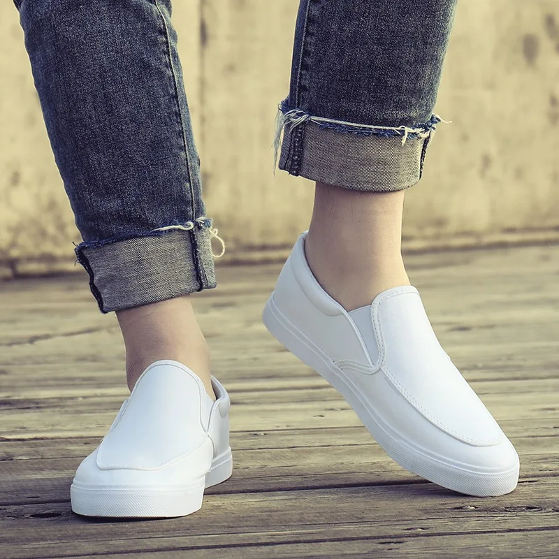 Spring Summer White Shoes Men Loafers Flat Casual Brand Male