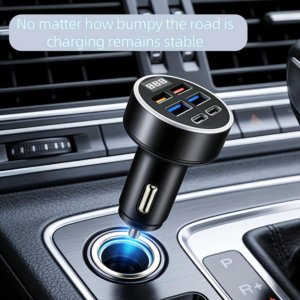 Caricabatterie Auto 6-in-1 66W, 4 Porte USB + 2 Porte Type-C, Doppio PD3.0, Caricatore Portatile Sicuro per Telefono - Image 5