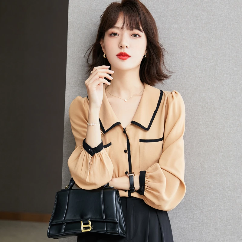 

Ladies Korean Fashion Casual Shirts Blouse Women Tops Woman Button Up Shirt Female Girls Long Sleeve Blouse BPyA1413