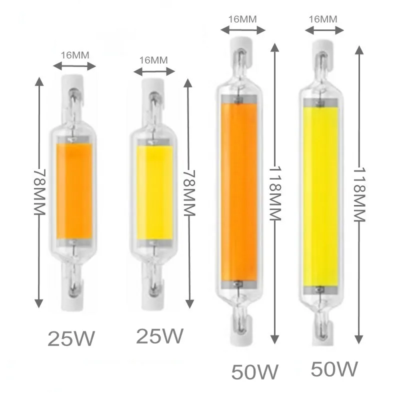 40W 30W 20W 15W R7S LED Glass Tube COB Bulb 78MM 118MM Corn Lamp J78 J118 Replace Halogen Lighting 60W 100W AC 220V Lampadas R7s