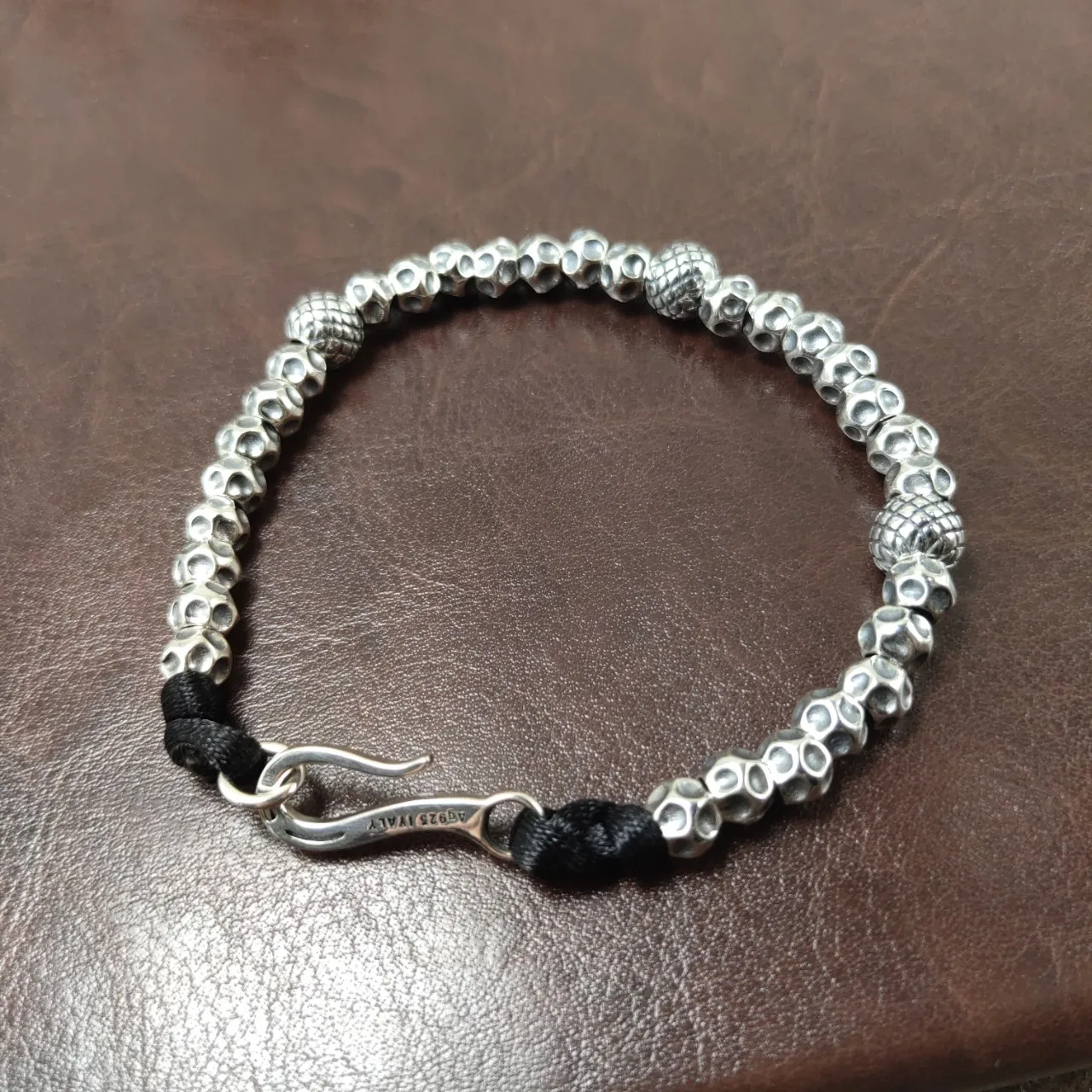 

New Real S925 Sterling Silver Personalized Diy Retro Man and Woman Couple Bracelet Fashion Jewelry Accessories Trend Bangle