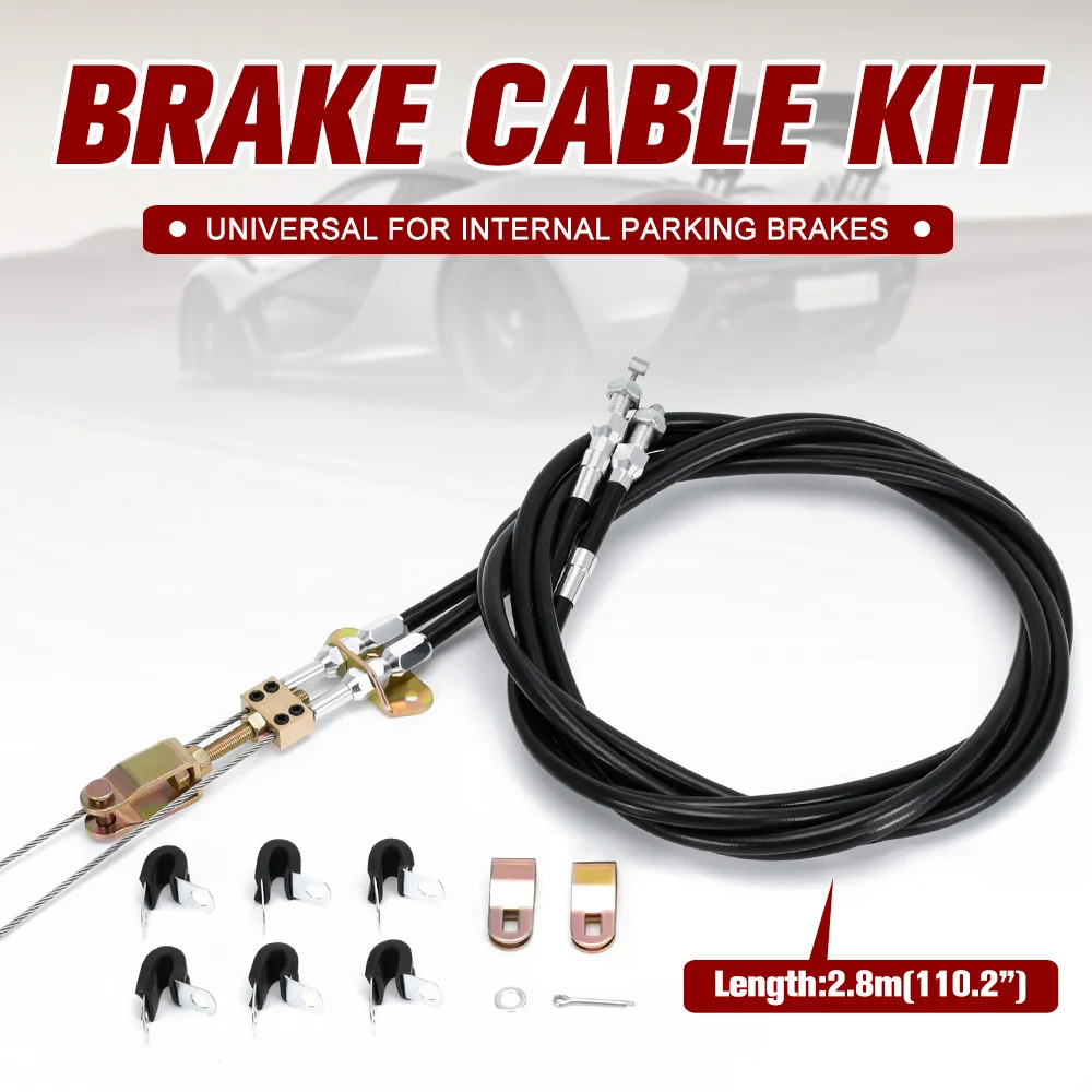 Universal Rear Parking Brake Cable Kit Emergency Brake Cable Kit Disc/Drum Parking