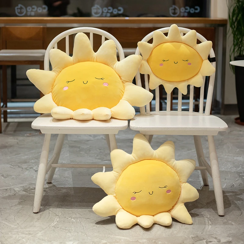 Plush Pillow Sleeping Sun Cloud Shaped Cartoon Bed Decor Nursing Yellow Pink Blue 6 Sizes 3