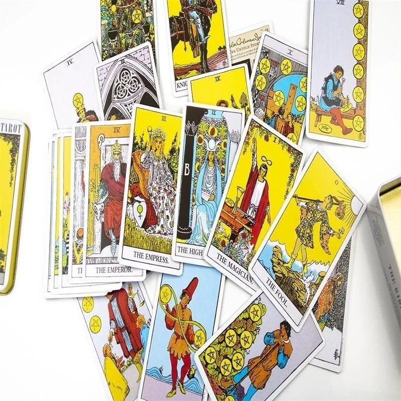 The Rider Tarot with Tin Box Tarot Cards Gilded Edge with Paper Guidebook Oracle Tarot Game Deck Party Astrology Cards Oracle 4