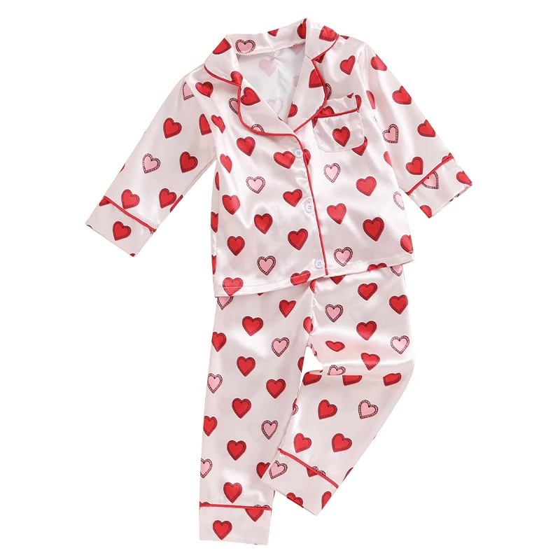 

Детский хлопковый пижамный комплект, рубашка с длинными рукавами, отложным воротником и оборками на подоле, на пуговицах, штаны, одежда для сна, домашняя одежда