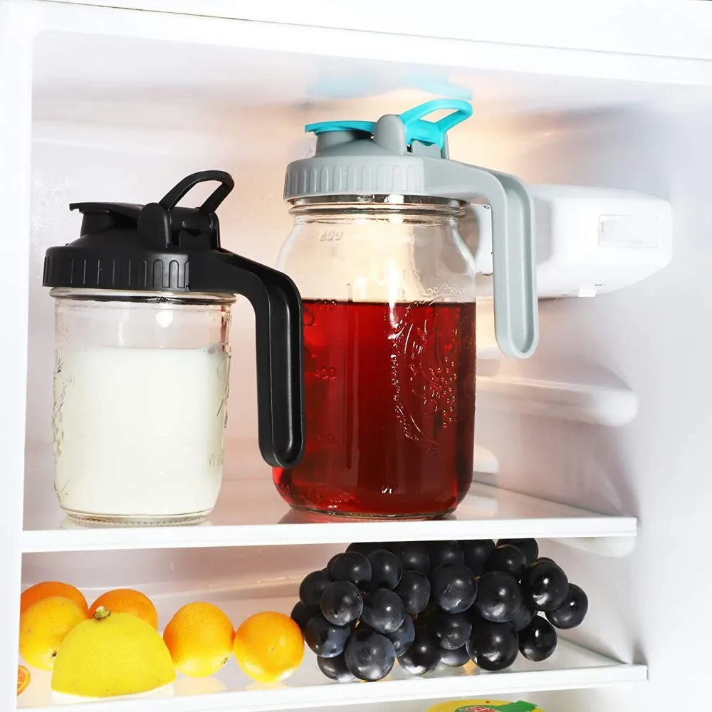 Description Picture 6 of itemWide Mouth Mason Jar Lids with Handle, Pour Spout, Leak-proof Function, Turn Your Mason Jars into Pitchers for Salad Dressing