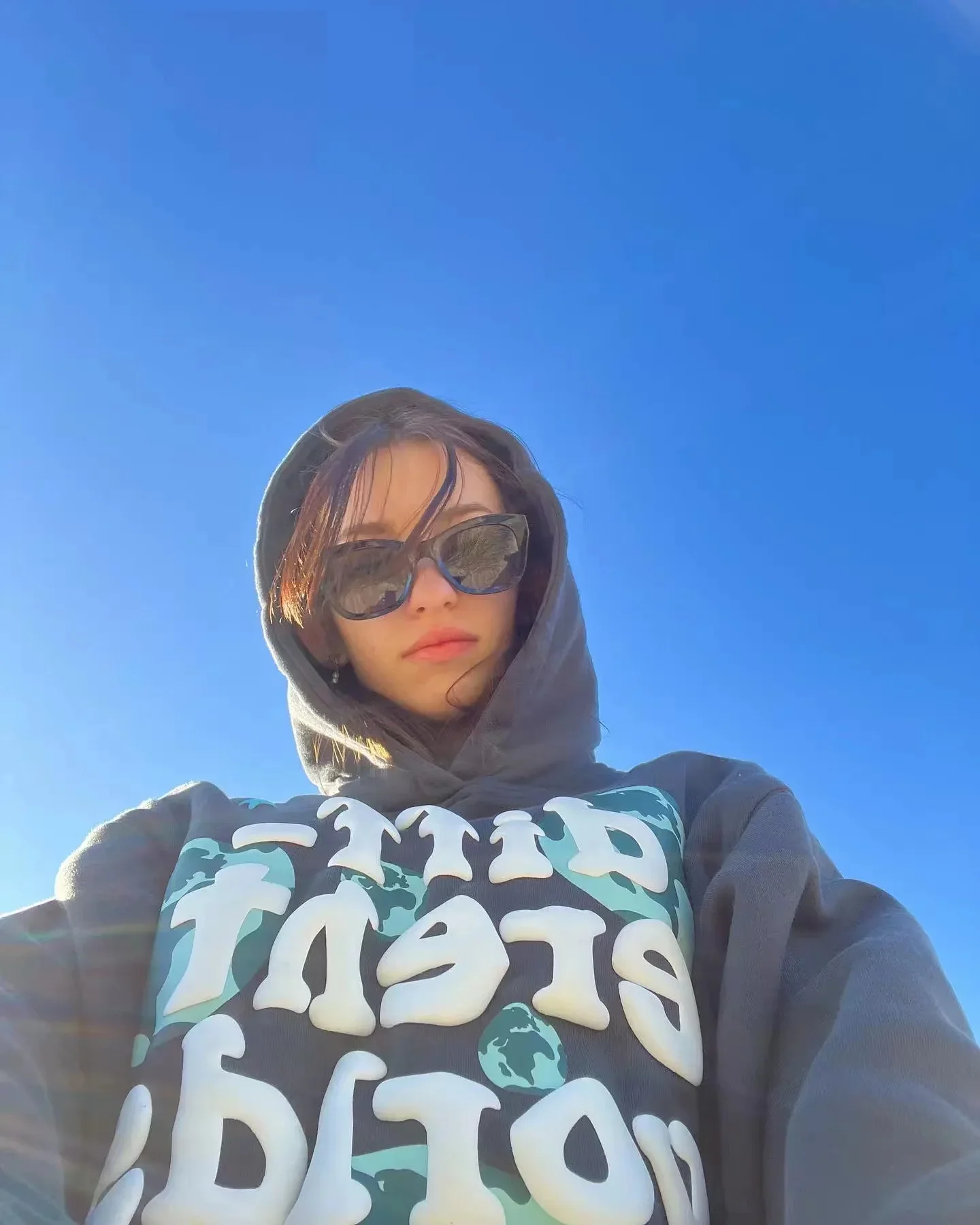American y2k high street niche foam planet letter tide brand vintage loose casual graffiti print casual couple dark hoodies