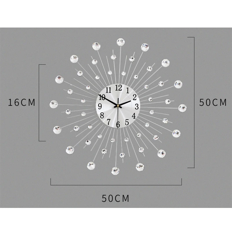 

Gypsophila Diamond Fashion Wall Clock Wrought Iron Clock European Style Creative Decoration Clock Vintage Metal Art Wall Clock