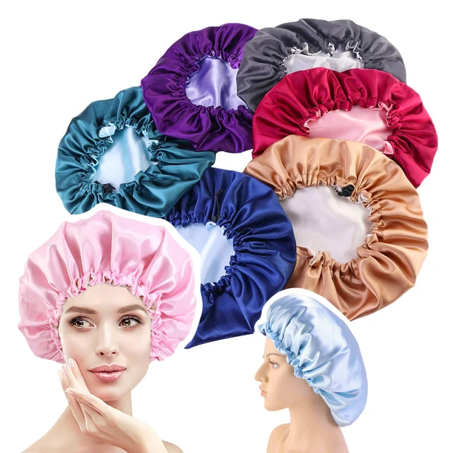 Bonnet de nuit en soie pour femmes, taille ajustable, Bonnet de