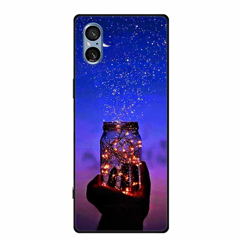 Stylish Black Silicone Soft Phone Case with Fashion Pictures