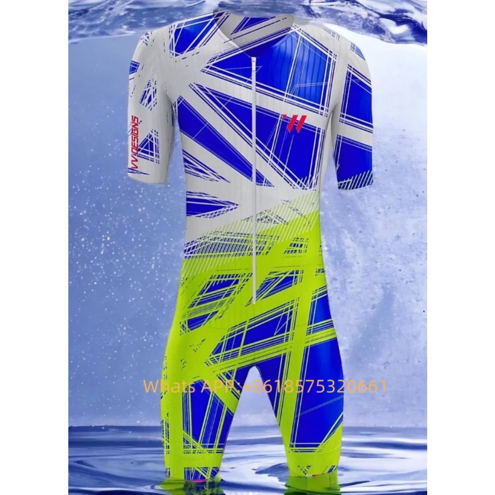 VVsportsdesigns Man Triathlon Skinsuit Cycling Short Sleeve Swimwear Bike Jersey Clothes blue Jumpsuit Ropa Ciclismo Suit cycling suit