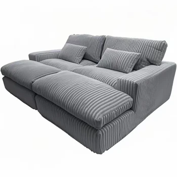 Italian Style Retro Luxury Corduroy Double Sofa Bed for Living Room Vacuum Compression Washable Customizable