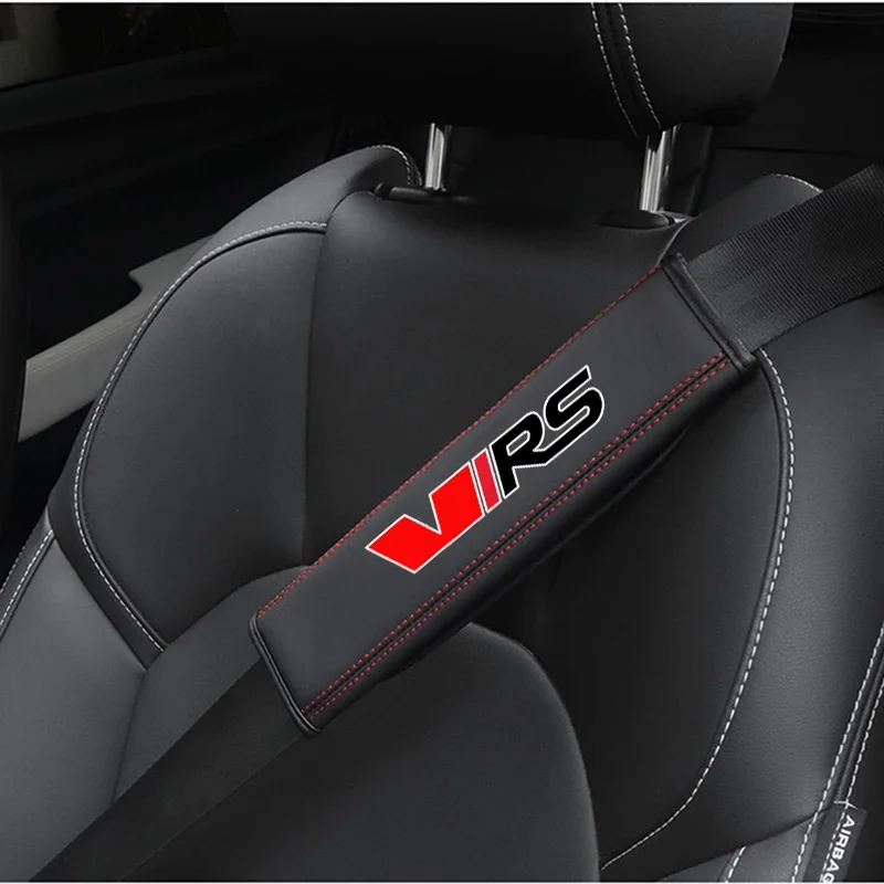 1pc Cowhide Car Interior Seat Belt Protector Cover seat belt covers seat belt protector car seat belt accessory For Skoda Virs RS RS IV