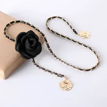 Luxury Design Camellia Waist Chain Women's Fashion All-match Flower Chain Belt Metal Chain Waistband Waist Decoration