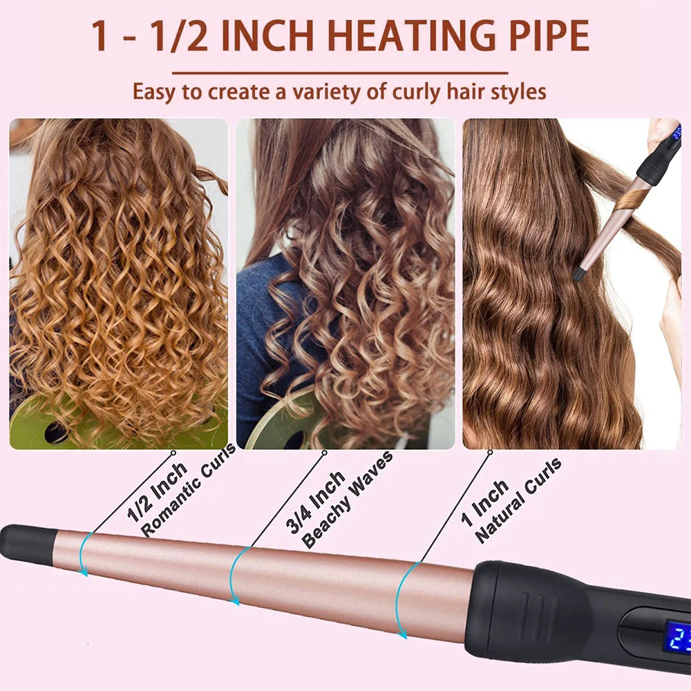 Hair Curler Ceramic Curling Iron Professional Curling Hair Tools 1-1/2 Inch Cone Electric Wand Roller Fast Heat Curlers hair curler hair iron hair tools
