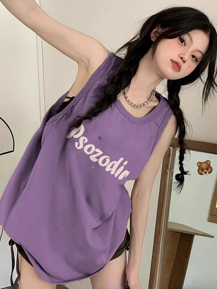 Purpleniche 여성 여름 달콤한 매운 작은 조끼 탑 인 슬리브 없음 Cumberlands 티셔츠 여성 패션으로 알려져 있음 