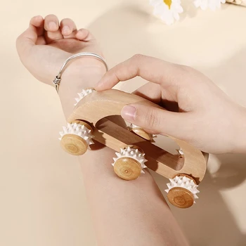 أسطوانة تدليك محمولة لتهاب العضلات، أدوات تدليك علاجية خشبية، أسطوانة فآسيا خشبية للأنسجة العميقة، التصريف اللمفاوي - Image 5