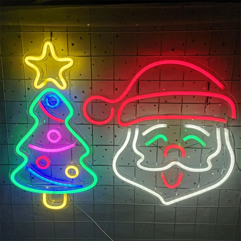 ネオンサイン　LEDネオン　サンタクロース　クリスマス　オーダーメイド DENKO HOME LED ネオンサイン サンタクロース トナカイ メリー