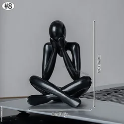 Nordic Light Luxury Abstract Figure Decorative Sitting Statue Ornament (Black D)