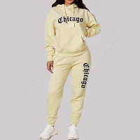 Ensembles pour femmes sweats à capuche pantalons 2 pièces tenues vêtements de sport esthétiques survêtement Chicago graphique lettre imprimer grande taille rose survêtement 5