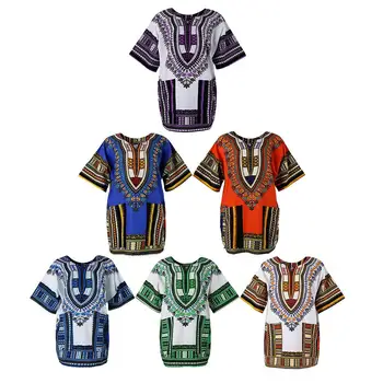 Camicia Dashiki da uomo con stampa ricamata africana Festival Tribal Top Caftano 1