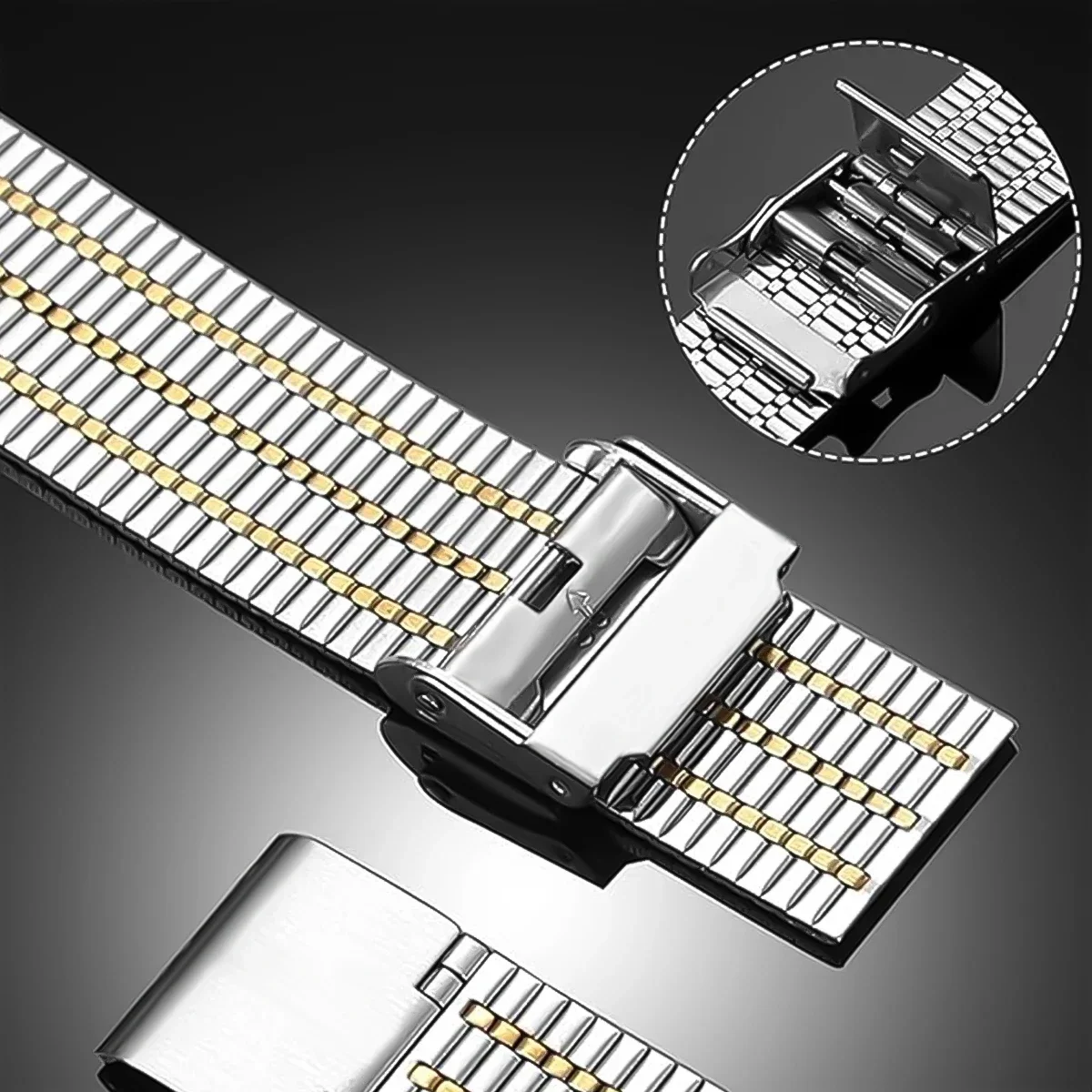 Premium Stainless Steel Metal Watch Strap Bracelet, Universal Fit