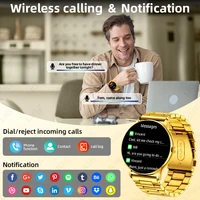 Nouveau montre intelligente de luxe en acier doré hommes 1.38 pouces écran HD Smartwatch femmes sommeil BT appel IP68 montre de sport étanche podomètre 3