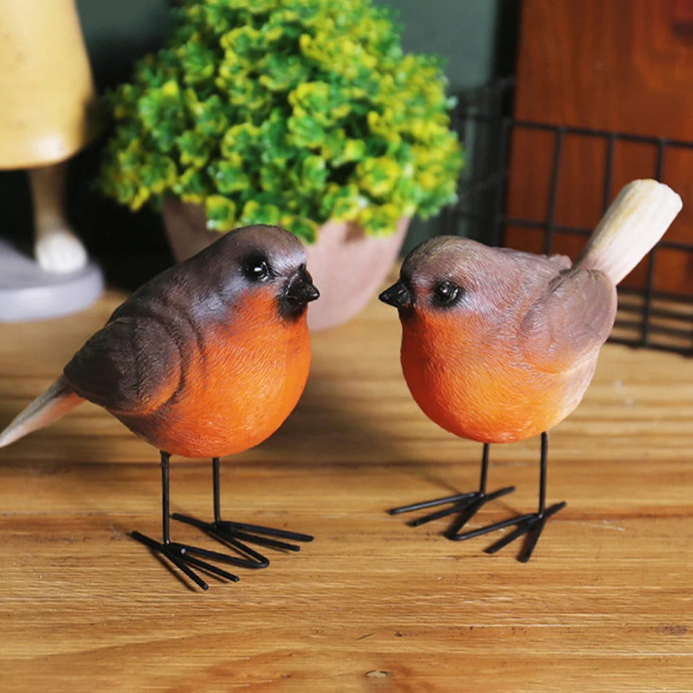 

2 Pcs Resin Crafts Bird Ornaments Home Decor Fake Statues Simulated Birds Decorate Lifelike Models