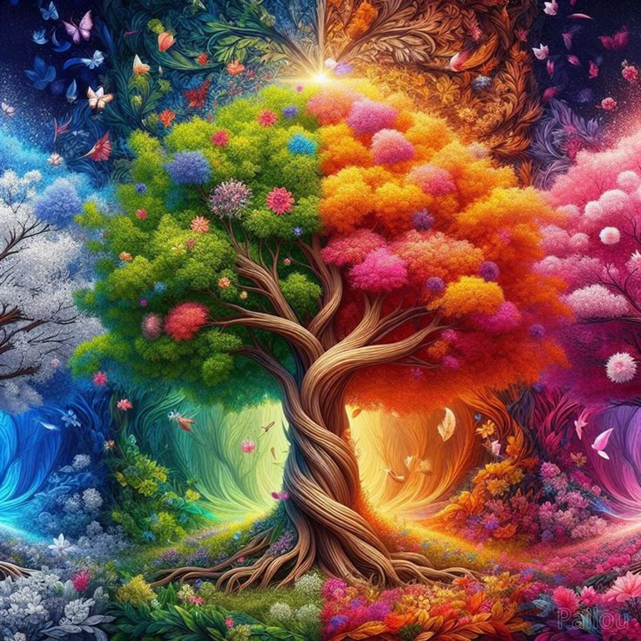 Kit Diamantatura Albero Della Vita Rosa - 30x30 Cm, Con Diamanti E Strumenti