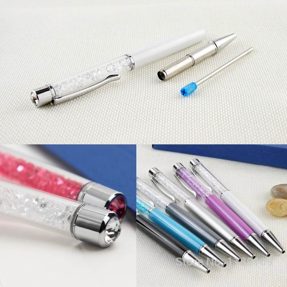 High-End Cadeau Balpen Alle Accessoires Compleet Met Pen Doos Handtas Fluwelen Zakje Bruiloft Cadeau Gegraveerd Logo Kristallen Pen