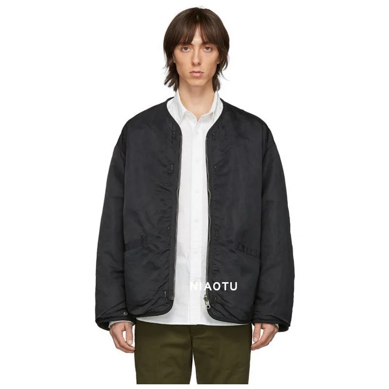 Original Brand Japan Men's Solid Color Zipper Fleece Thickened Parka Cotton Jacket Double-sided Windbreaker Liner Cashmere Coat