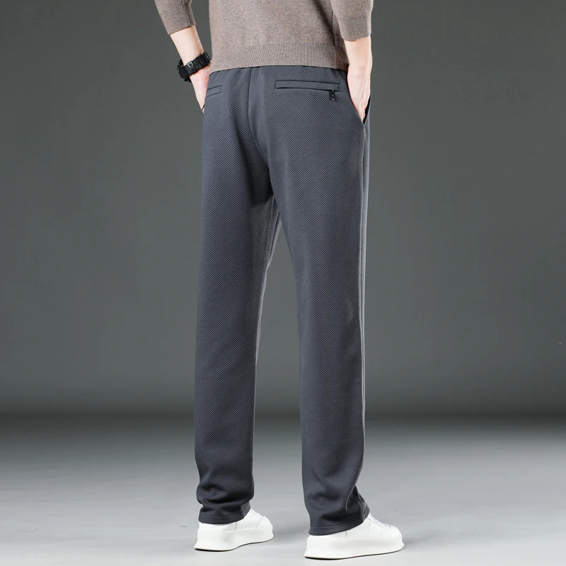 Men's Casual Pants Winter Fall Men's Warm Thick Imitation Cotton Pants Elastic Pocket Work Plus size pant suit  M-6XL  LY6067 2