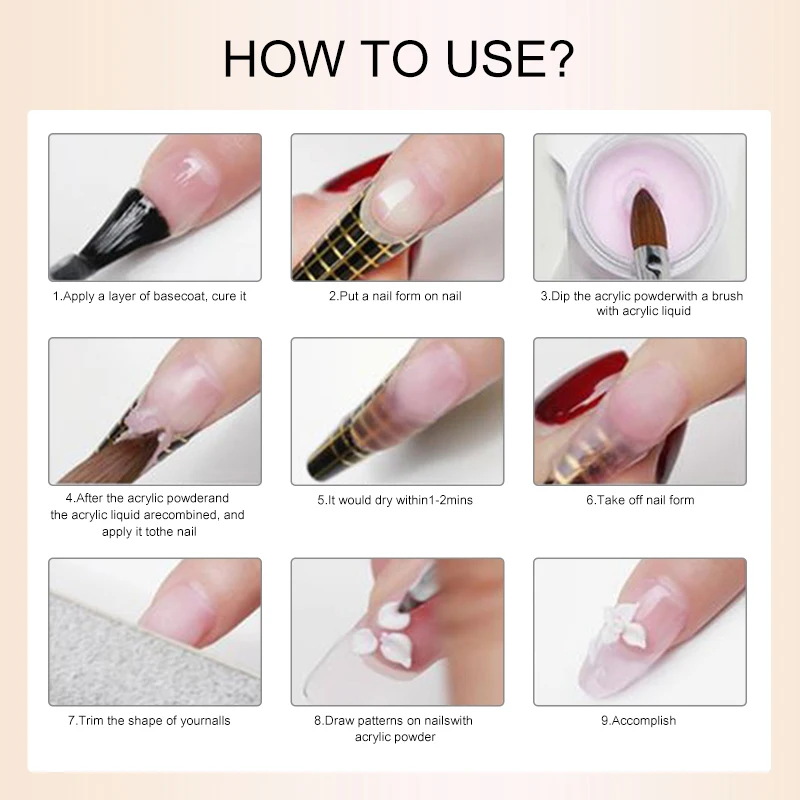 28g/box Professional Acrylic Powder Pink Nude Glitte Color Acrylic Powder for Acrylic Nail Extension 5