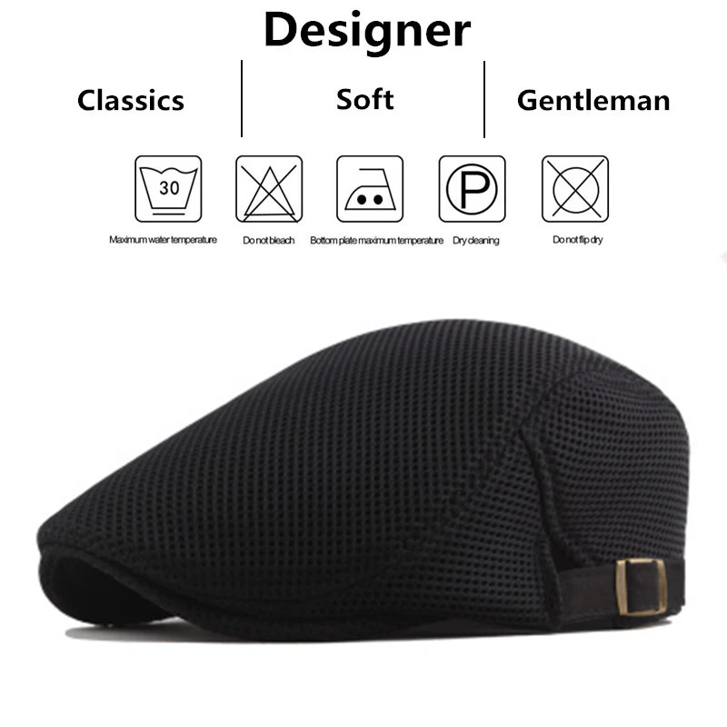 Men Mesh Newsboy Caps British Painters Hats Spring and Summer Ventilate Berets Adjustable Flat Cap Hip Hop Berets Sports & Entertainment