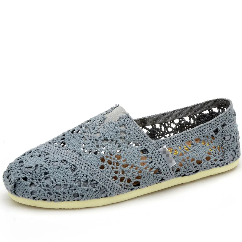 Breathable Round Toe Casual Sneaker Lace Mesh Hollow Out Fashion Elegant Comfortable Flat Women's Summer Shoes