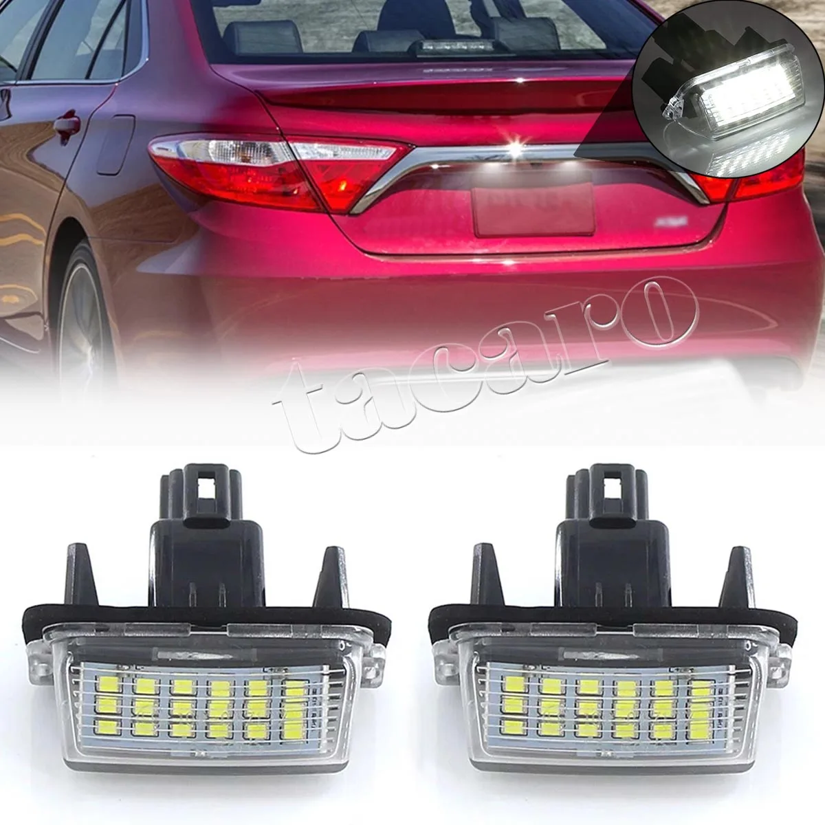 

2x LED License Plate Light Rear White Lamp For Toyota Camry Highlander Prius C