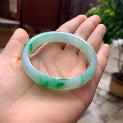 

zheru Jewelry Natural Burmese Emerald Green Flower 54mm-64mm Bracelet Elegant Princess Jewelry Best Gifts for Mothers and Girlfr