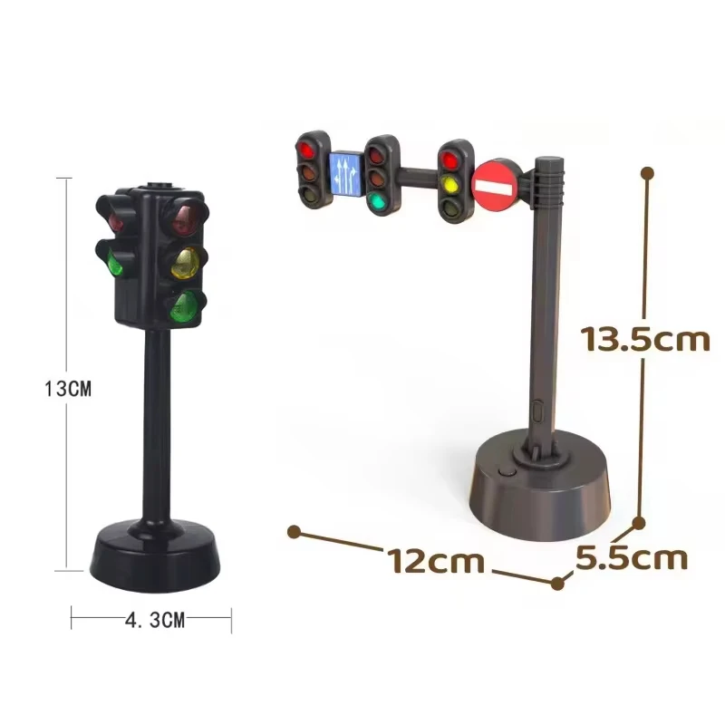Safety Education Simulation Traffic Lights Toys Toddlers Signpost Gas Station Indicator Warning Car Model Kids Pretend Play Toys