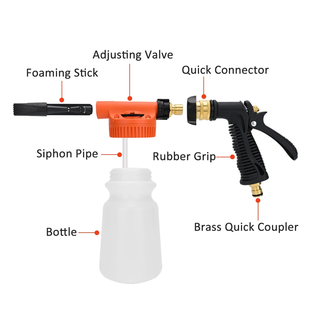 Foam Cannon Garden Hose Adjustment Ratio Dial Foam Gun Wash Soap Spray  Foamer for sale online