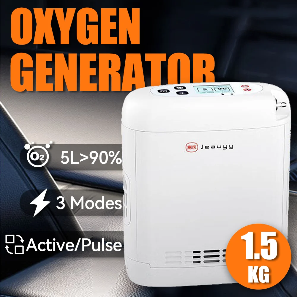 Lightweight Portable Oxygen Concentrator for Seniors 1L-5L Adjustable Flow with Rechargeable Battery Indoor & Outdoor Use