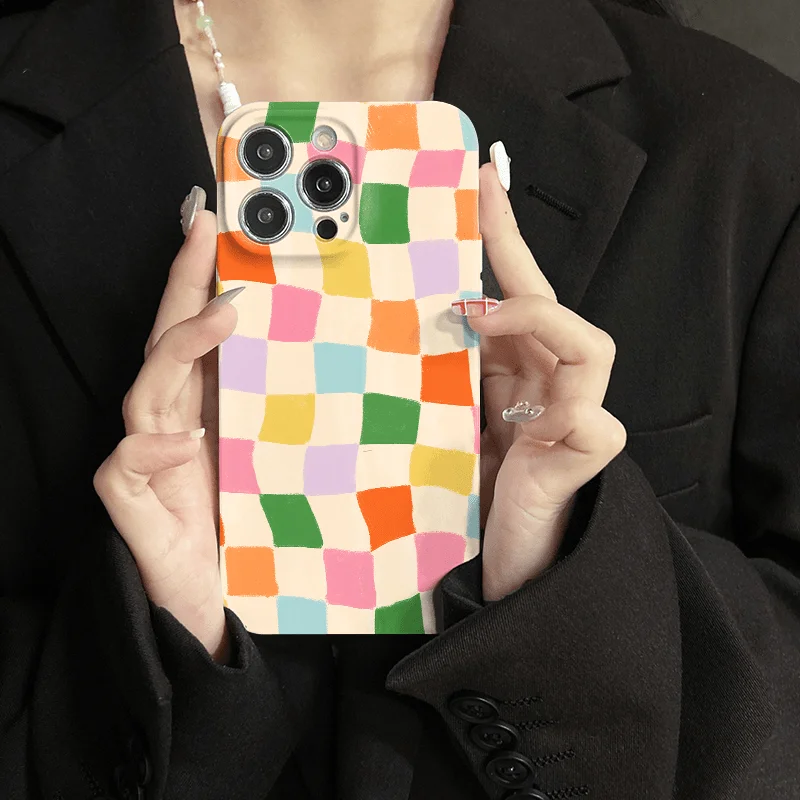 Vibrant Plaid Glossy Film Hard Phone Case