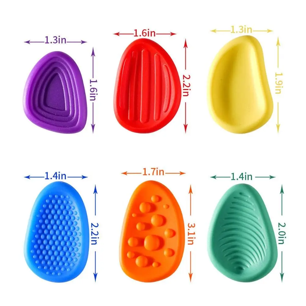 6pcs/set Textured Soft Worry Stone Fidget Silicone Relaxing Children Sensory Stone No Noise Creative Textured Worry Rocks