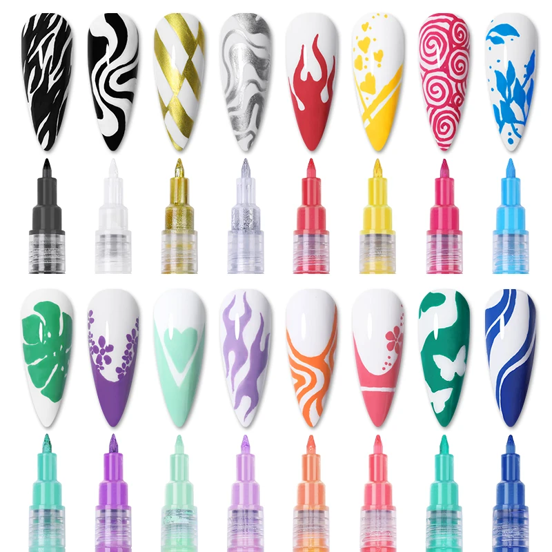 Waterproof Nail Art Graffiti Pen Abstract Lines Flower Sketch Drawing Tools Nail Painting DIY Art Accessories Tools 1 Pc nail art pen