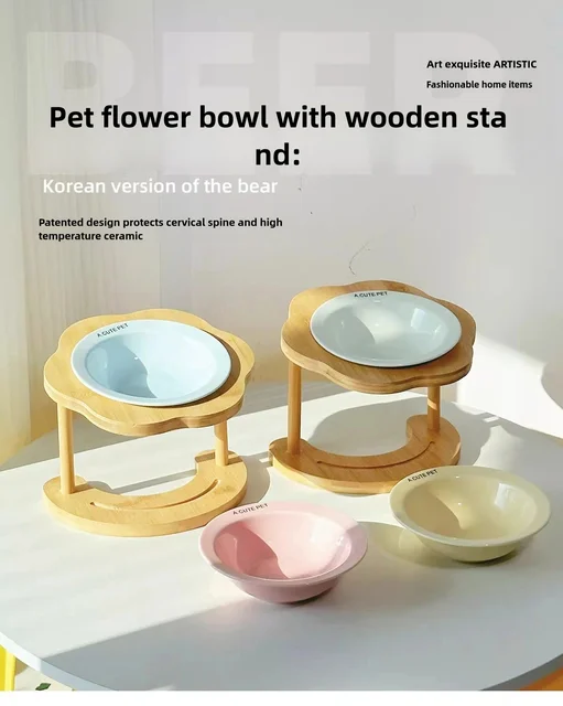 Cat bowl Ceramic saucer bowl Cat food bowl Dog bowl Pet cat plate Cat food bowl Rice bowl High foot protection neck