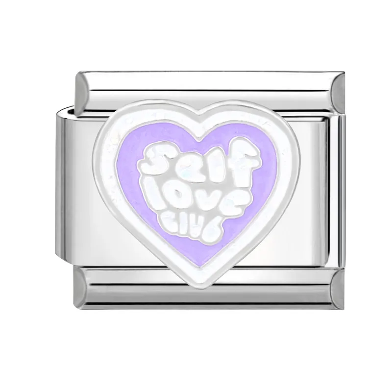 Charm Bracelet Stainless Steel Bracelet Purple Tulip Flowers Grapes Heart Star Italian Charm Links Stainless Steel Fit 9mm Bracelet Jewelry DIY Making Gifts