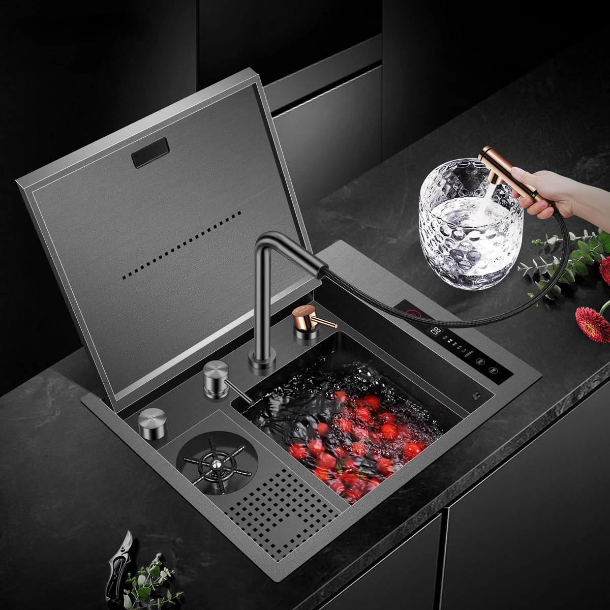 Smart Sink Kitchen Accessories Nano Centre Island Bar Cup Washer Black