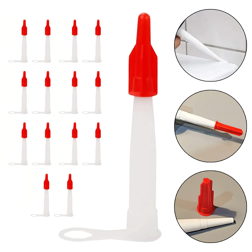 Silicone Tube Nozzle Cap Replacement Tips Caulk With Red Nozzle Cartridge Spare For Hand Tool Accessories 20pcs caulk cap caulk sealer saver open caulking tube plastic bottles for sealing preserving adhesives functional tool